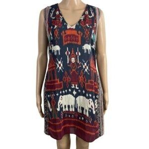 Calypso St Barth silk dress elephants boho lined size XS